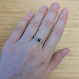 Janu 14K Yellow Gold 1.0cts Ceylon Sapphire Diamond Wedding Ring | Round 5mm