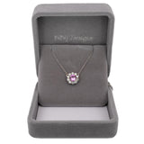 Eloise Solid 14K Gold Pink Sapphire Pendant Attached Chain with Natural Diamonds