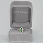 14K yellow gold marquise tsavorite garnet estate ring with diamond accents
