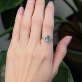 2.3Ct Aquamarine Ring with Natural Diamonds Accents: Solid 14K Gold, Oval 10x8mm