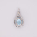 Zanai 3.5Ct Aquamarine Pendant with Earth Mined Diamond: Solid 14K Gold, Oval 11x9mm