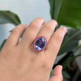 Nola 14k Dual Gold Tanzanite Ring with Natural Diamonds and Pink Sapphire Accents | 11x8mm