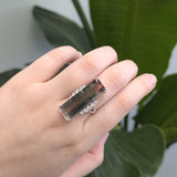 Love 14k White Gold Bi-Color Tourmaline  and Diamond Ring| EM 29.7x10mm