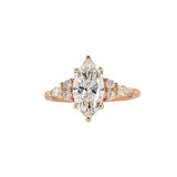 Engagement Ring | 14K Rose Gold Lab-Created Diamond Natural Diamond Ring | MQ 12x6mm