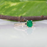14K yellow gold colombian emerald ring with diamond accents