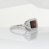 2.9Ct Garnet Ring with Natural Diamond Accents in Solid 14K Gold – Oval 9x7mm Fine Gemstone Ring