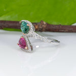 14K white & rose gold pink & indicolite tourmaline ring