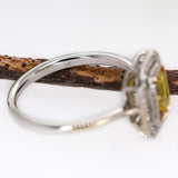Erica 14K White and Rose Gold Ceylon Yellow Sapphire Ring | Emerald Cut 7x5mm