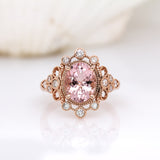 Michelle 14K Rose Gold Cor De Rosa Morganite and Diamond Ring | OV 10x8mm