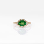 14K yellow gold tsavorite garnet ring with diamond accents
