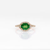 14K yellow gold tsavorite garnet ring with diamond accents