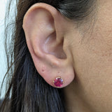 3mm 4mm 5mm 6mm 7mm 8mm Round Madagascar Ruby Solitaire Stud Earrings in 14K Gold