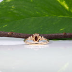 14K yellow gold padparadscha sapphire ring with diamonds