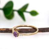 Vanshi 14k Yellow Gold Purple Sapphire and Diamonds Ring  | Round 4mm