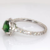 Hiya 14K White Gold Tsavorite Garnet and Diamonds Ring | 7x6.5mm