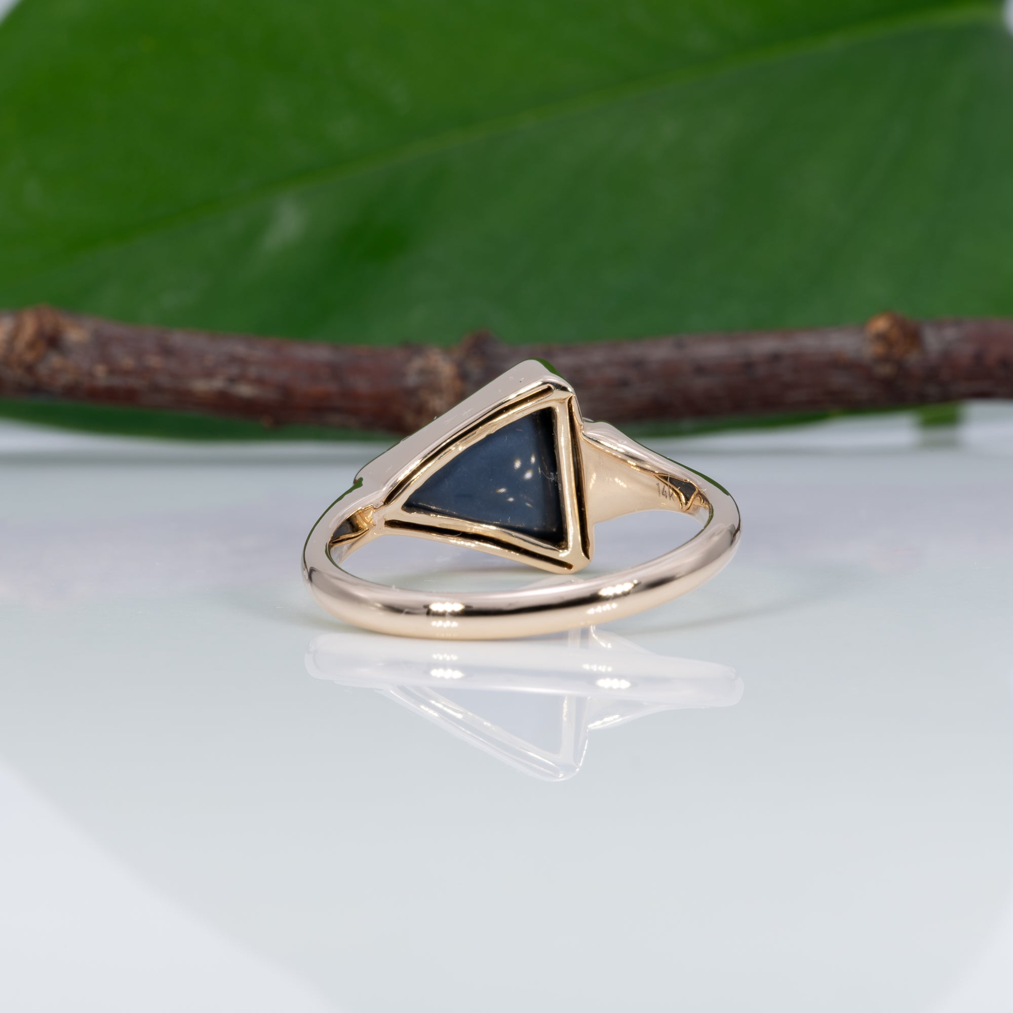 14K yellow gold boulder opal ring with diamond accents