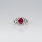 14K white gold burma ruby ring