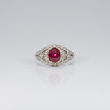 14K white gold burma ruby ring
