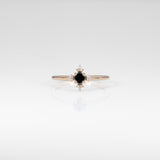14K yellow gold black diamond ring