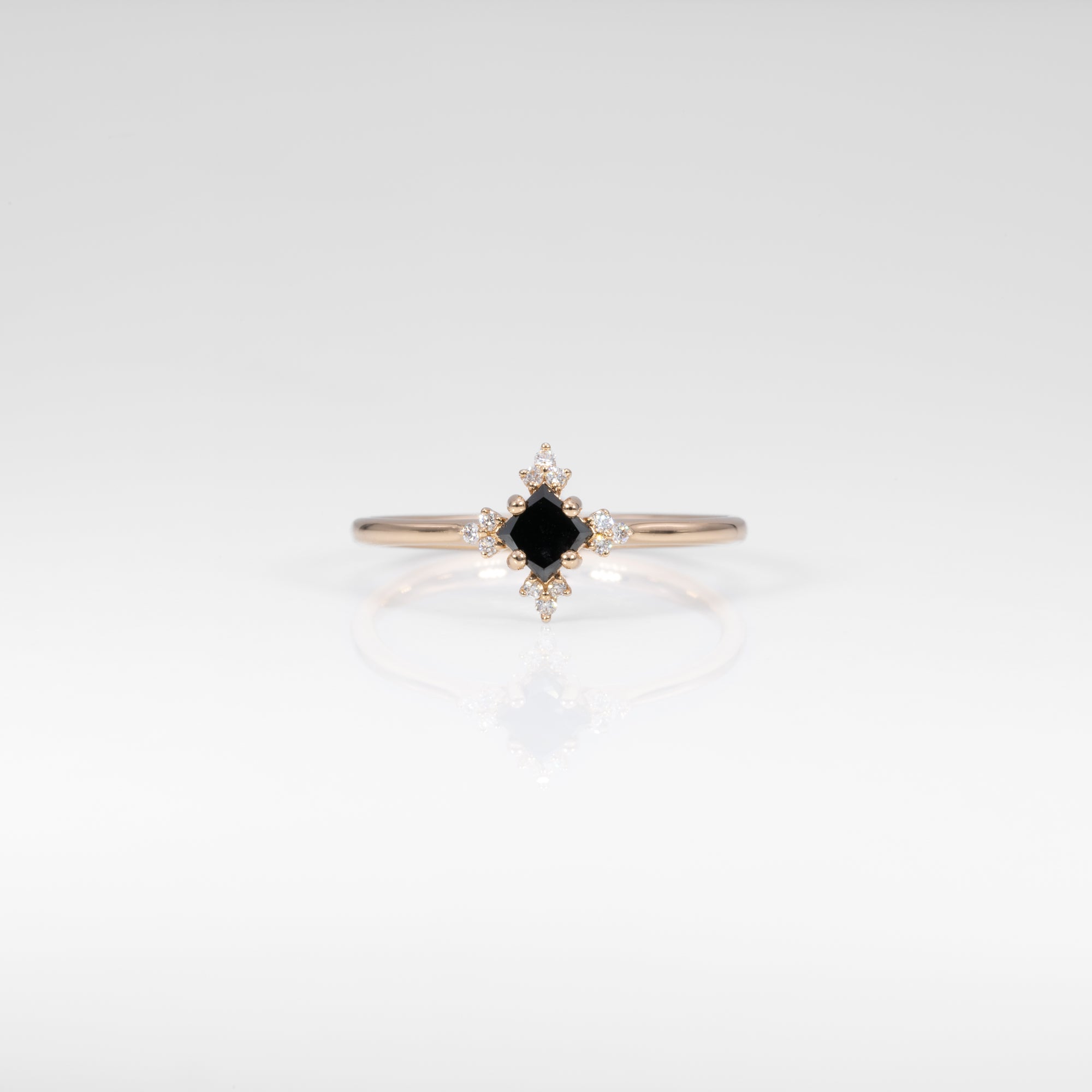 14K yellow gold black diamond ring