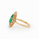 Lysette Solid 14k Gold Colombian Emerald Ring with Natural Diamonds, Pear 12x7mm
