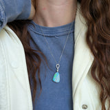 Trishu 14K White Gold 11.31cts Boulder Opal Diamond Pendant | Fancy Shape 22.5x15.5mm