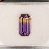 Natural Untreated Ametrine Loose Gemstone – Emerald Cut Bi-Color Quartz, 7.98 Carat Earth Mined Collector Gem for Custom Jewelry, 17x9mm
