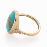 Taylor Solid 14k Gold  Sonoran Turquoise Ring with Natural Diamonds, 16x12mm