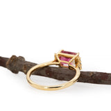 Olwen | 1.68ct Bicolor Tourmaline & Diamond Ring in 14K Yellow Gold – Emerald Cut 8×6mm – Bi-Color/Multi-Color Bicolor Tourmaline