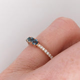 3 Stone London Topaz Ring with Diamonds