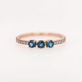 3 Stone London Topaz Ring with Diamonds