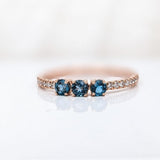 3 Stone London Topaz Ring with Diamonds