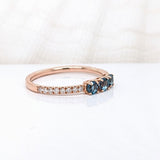 3 Stone London Topaz Ring with Diamonds