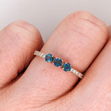 3 Stone London Topaz Ring with Diamonds
