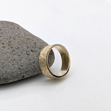 Men's Hammered Wedding Ring Band in 14K Solid Gold | Wide Band 7mm