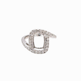 Bypass Ring Setting w Diamond Halo in 14k Solid Gold | Cushion Cut