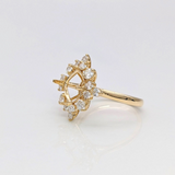 Nova Collection | Diamond Accent Ring Semi Mount in 14K Solid Gold | Cushion
