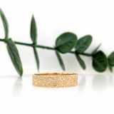 Men's Textured Wedding Ring Band in 14K Solid Gold | Wide Band