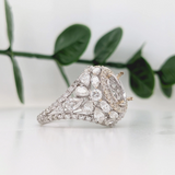 Celeste Collection | Bold Statement Ring Semi Mount w Pear & Round Diamond Accents