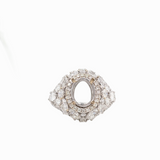 Celeste Collection | Bold Statement Ring Semi Mount w Pear & Round Diamond Accents