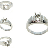 Heavy Men's Ring Setting w Diamond Accents in 14K Solid Gold | Oval Cut