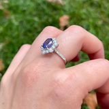 Unique Mixed Round Ring Setting w Diamond Halo