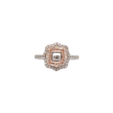 Luna Collection | Double Halo w Baguette & Round Diamonds Ring Setting