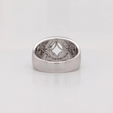 Wide Ring Semi Mount in 14K Solid Gold w Natural Diamond Halo | Oval Cut