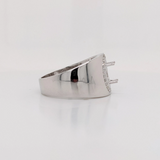 Wide Ring Semi Mount in 14K Solid Gold w Natural Diamond Halo | Oval Cut