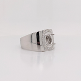Wide Ring Semi Mount in 14K Solid Gold w Natural Diamond Halo | Oval Cut