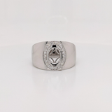 Wide Ring Semi Mount in 14K Solid Gold w Natural Diamond Halo | Oval Cut