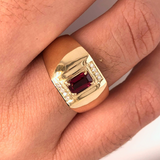 Statement Men's Ring Semi Mount w Diamonds in 14K Solid Gold | Emerald Cut