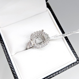 Celeste Collection Baguette & Round Ring Setting w Diamond Halo