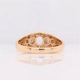 Statement Men's Ring Semi Mount w Diamond Accents | 14K Solid Gold | Emerald Cut